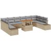 11-delars trädgårdsoffset med kuddar i beige polyrotting vidaXL 100 x 55 x 73 cm – miniatyr 2