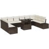 11-delars trädgårdsoffset med kuddar i brun poly rattan vidaXL 100 x 55 x 73 cm – miniatyr 2