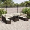 11-delars trädgårdsoffset med kuddar i brun poly rattan vidaXL 100 x 55 x 73 cm – miniatyr 3