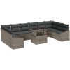 11-delars trädgårdsoffset med kuddar i grå poly rattan vidaXL 100 x 55 x 73 cm – miniatyr 2