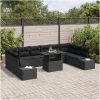 11-delars trädgårdsoffset med kuddar i svart poly rattan vidaXL 100 x 55 x 73 cm – miniatyr 3