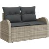 11-delars trädgårdsoffset med ljusgrå kuddar i poly-rattan vidaXL 100 x 55 x 73 cm – miniatyr 4