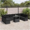 11-delars trädgårdsoffset med svarta kuddar i poly rattan vidaXL 100 x 55 x 73 cm – miniatyr 3