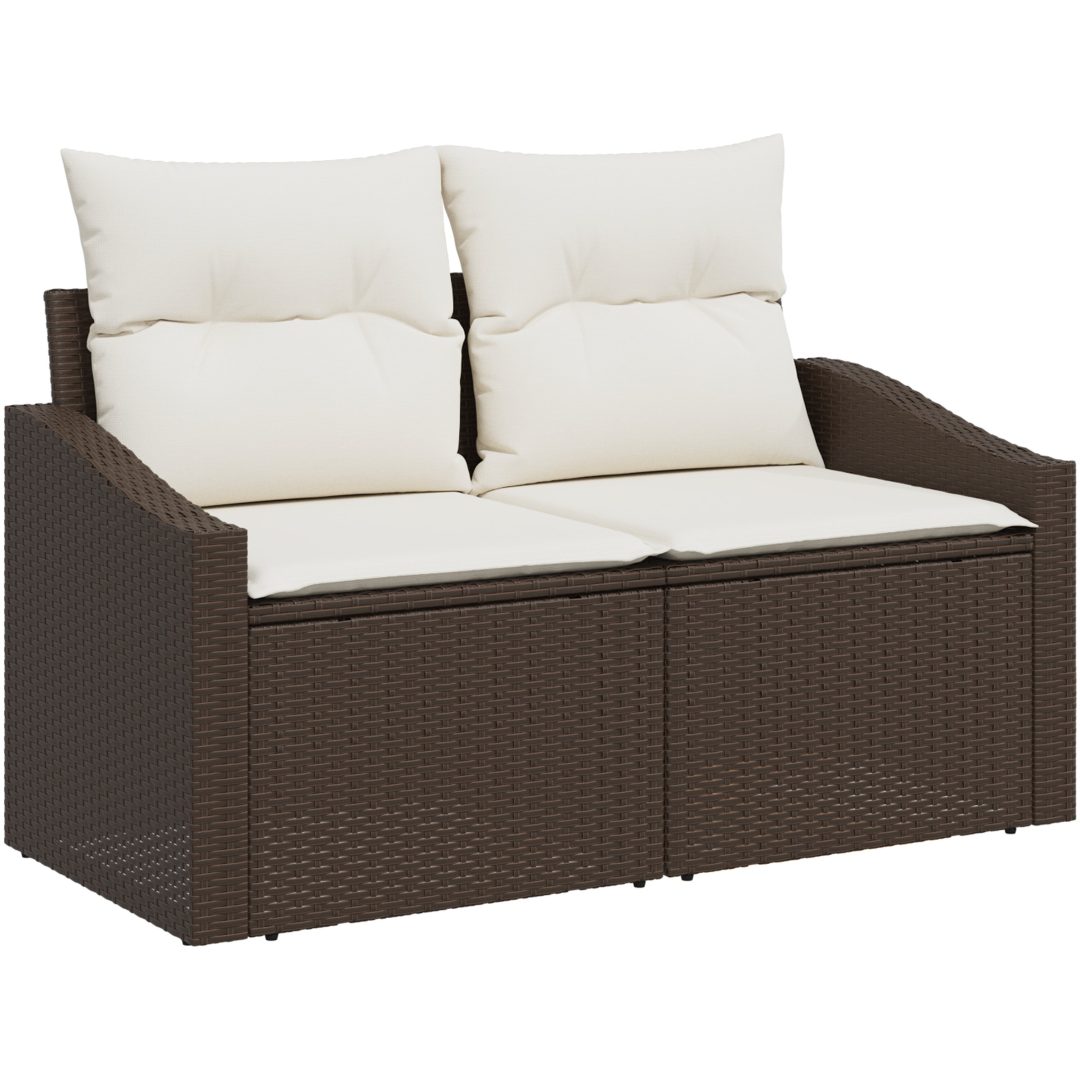 11-delars trädgårdsset med kuddar i grå poly-rattan vidaXL 55 x 55 x 37 cm – bild 4