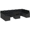 11-delars trädgårdssoff-set med kuddar svart polyrotting vidaXL 100 x 55 x 73 cm – miniatyr 2