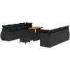 11 Delars Trädgårdssoffgrupp med Kuddar Svart Poly Rattan Akacia vidaXL Medium – miniatyr 2