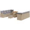11-delars trädgårdssoffset med kuddar Beige Poly Rattan Akacia vidaXL Medium – miniatyr 2