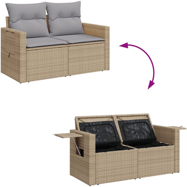 11-delars trädgårdssoffset med kuddar Beige Polyrotting Akacia vidaXL Stor – bild 12