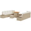 11-delars trädgårdsssoffor med kuddar Beige Polyrotang Akacia vidaXL Stor – miniatyr 2