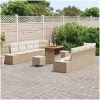 11-delars trädgårdsssoffor med kuddar Beige Polyrotang Akacia vidaXL Stor – miniatyr 3