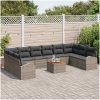 11-delars utomhussoffsset med grå kuddar i poly rattan och akaciaträ vidaXL 55 x 55 x 37 cm – miniatyr 3