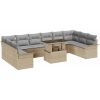 11-delat Trädgårdsofa set med kuddar Beige Poly Rattan vidaXL Stor – miniatyr 1