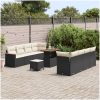 11-delat trädgårdsofa set med kuddar svart poly rattan akacia vidaXL Stor – miniatyr 3