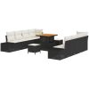 11-delat Trädgårdsofaset med kuddar Svart Poly Rattan Acacia vidaXL Större – miniatyr 2