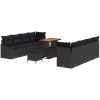 11-delat trädgårdsofaset med kuddar svart poly rattan akacia vidaXL Stor – miniatyr 2