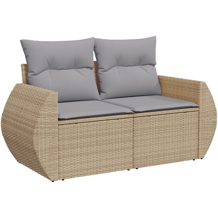11-delat trädgårdsofasett med kuddar, beige poly-rotting akacia vidaXL Medium – bild 6
