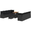 11-delat trädgårdsoffas med kuddar svart poly rattan akacia vidaXL Standard – miniatyr 2