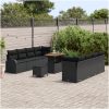 11-delat trädgårdsoffas med kuddar svart poly rattan akacia vidaXL Standard – miniatyr 3