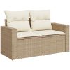11-delat trädgårdsoffaset med kuddar beige polyflätad akaciaträ vidaXL Medium – miniatyr 4