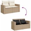 11-delat trädgårdsoffaset med kuddar beige polyflätad akaciaträ vidaXL Medium – miniatyr 10