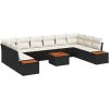 11-delat trädgårdsoffaset med kuddar Svart Poly Rattan Acacia vidaXL 55 x 55 x 37 cm – miniatyr 2