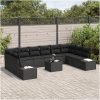 11-delat Trädgårdsoffer-set med kuddar Beige Poly Rattan vidaXL 344 x 209 x 85 cm – miniatyr 3