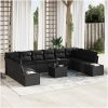 11-delat Trädgårdsoffer-set med kuddar Beige Poly Rattan vidaXL 344 x 209 x 85 cm – miniatyr 1
