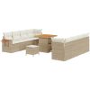 11-delat trädgårdsoffset med kuddar beige poly rattan akacia vidaXL Standard – miniatyr 2