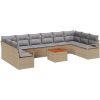 11-delat trädgårdsoffset med kuddar beige polyrotting akacia vidaXL Stor – miniatyr 2
