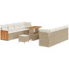 11-delat Trädgårdssoffa Set med Kuddar Beige Poly Rattan Akacia vidaXL Stor – miniatyr 2