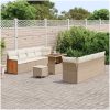 11-delat Trädgårdssoffa Set med Kuddar Beige Poly Rattan Akacia vidaXL Stor – miniatyr 3