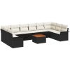 11-delat Trädgårdssoffset med dynor Svart Poly Rattan Acacia vidaXL Stor – miniatyr 2