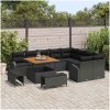 12-delad Trädgårdsoffa med kuddar Svart Poly Rattan Acacia vidaXL Stor – miniatyr 3