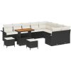 12-delad trädgårdsoffa-set med kuddar svart poly rattan akacia vidaXL Stor – miniatyr 2