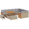 12-delad Trädgårdsoffagrupp med Kuddar Beige Poly Rattan Akacia vidaXL Stor – miniatyr 2