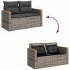12-delad trädgårdsoffagrupp med kuddar Grå Poly Rattan Akacia vidaXL Stor – miniatyr 12