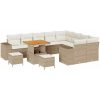 12-delad Trädgårdsoffasats med kuddar Beige Poly Rattan Akacia vidaXL Stor – miniatyr 2