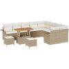 12-delad trädgårdsoffaset med kuddar beige poly rotting akacia vidaXL Stor – miniatyr 2