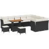12-delad trädgårdsoffaset med kuddar svart poly rattan akacia vidaXL Medium – miniatyr 2