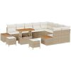 12-delad trädgårdsoffset med kuddar Beige Polyrotting Akacia vidaXL Stor – miniatyr 2