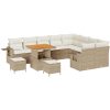 12-delad trädgårdssoffa med kuddar Beige Polyrotting Acacia vidaXL Stor – miniatyr 2