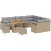12-delad trädgårdssoffa med kuddar i beige poly rattan akacia vidaXL Medium – miniatyr 2