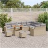 12-delad trädgårdssoffa med kuddar i beige poly rattan akacia vidaXL Medium – miniatyr 3