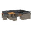12 Delar Trädgårdsoff Set med Kuddar Grå Poly Rattan Akacia vidaXL Stor – miniatyr 2
