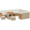 12 Delar Trädgårdsoffaset med Dynor Beige Poly Rattan Akacia vidaXL Stor – miniatyr 2