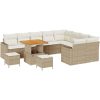 12 Delar Trädgårdssoffgrupp med kuddar Beige Poly Rattan Akacia vidaXL Stor – miniatyr 2
