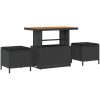 12-delars trädgårdsofa med kuddar svart poly rotting akacia vidaXL Medium – miniatyr 4