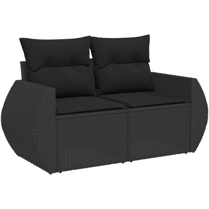 12-delars trädgårdsofa med kuddar svart poly rotting akacia vidaXL Medium – bild 6