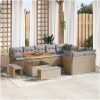 12-delars Trädgårdsofa Set med kuddar Beige Poly rotting Akacia vidaXL Stor – miniatyr 1