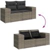 12-delars trädgårdsofa set med kuddar Grå Poly Rattan Akacia vidaXL Stor – miniatyr 12